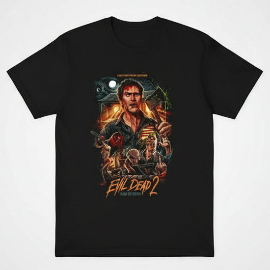Evil Dead 2 T-Shirt - Kiss Goodbye Horror Movie Graphic Tee - Retro Cult Classic