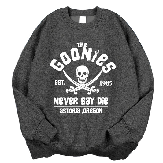 Goonies Never Say Die Sweatshirt - Retro 80s Movie Crewneck Hoodie Unisex