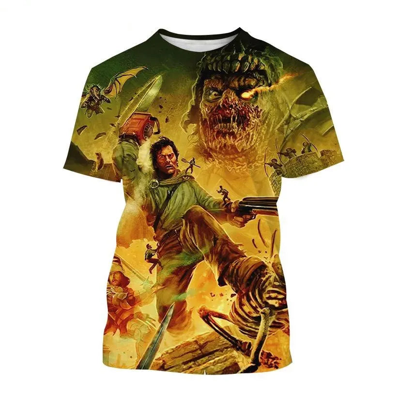 Evil Dead Horror T-Shirt - 3D Print Graphic Tee - Oversized Streetwear