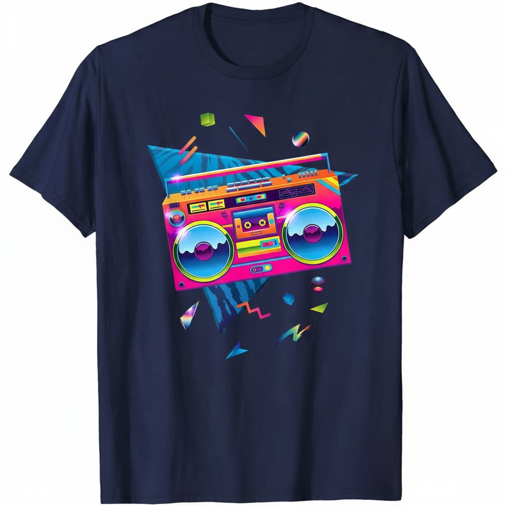 80s Retro T-Shirt - Vintage Turntable Cassette Tape Graphic Tee | Unisex Cotton 1980s Nostalgia Shirt