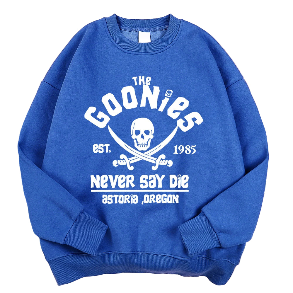 Goonies Never Say Die Sweatshirt - Retro 80s Movie Crewneck Hoodie Unisex