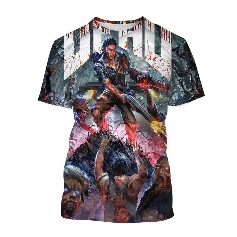 Evil Dead Horror T-Shirt - 3D Print Graphic Tee - Oversized Streetwear