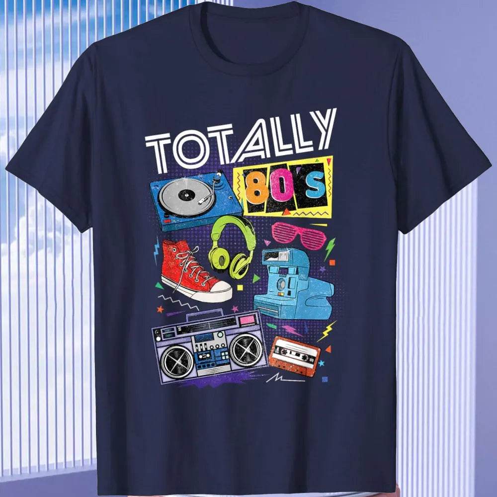 80s Retro T-Shirt - Vintage Turntable Cassette Tape Graphic Tee | Unisex Cotton 1980s Nostalgia Shirt