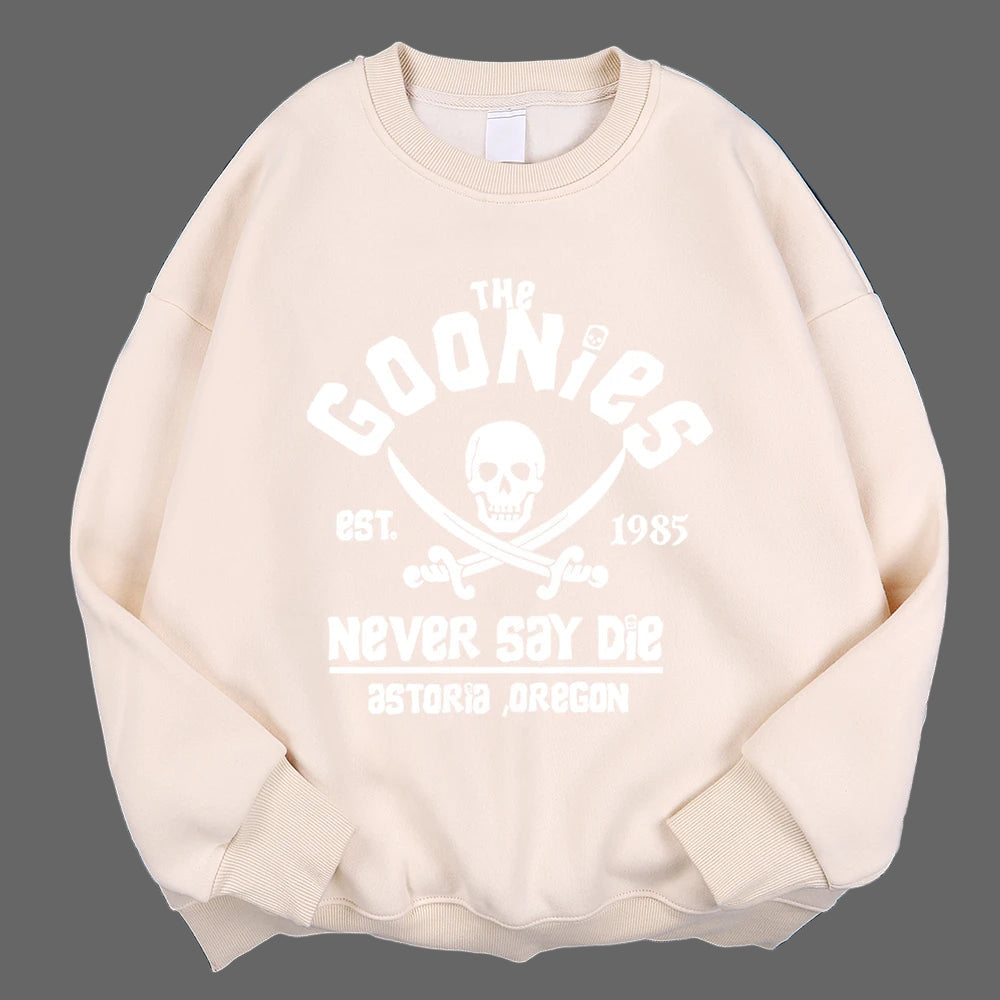 Goonies Never Say Die Sweatshirt - Retro 80s Movie Crewneck Hoodie Unisex