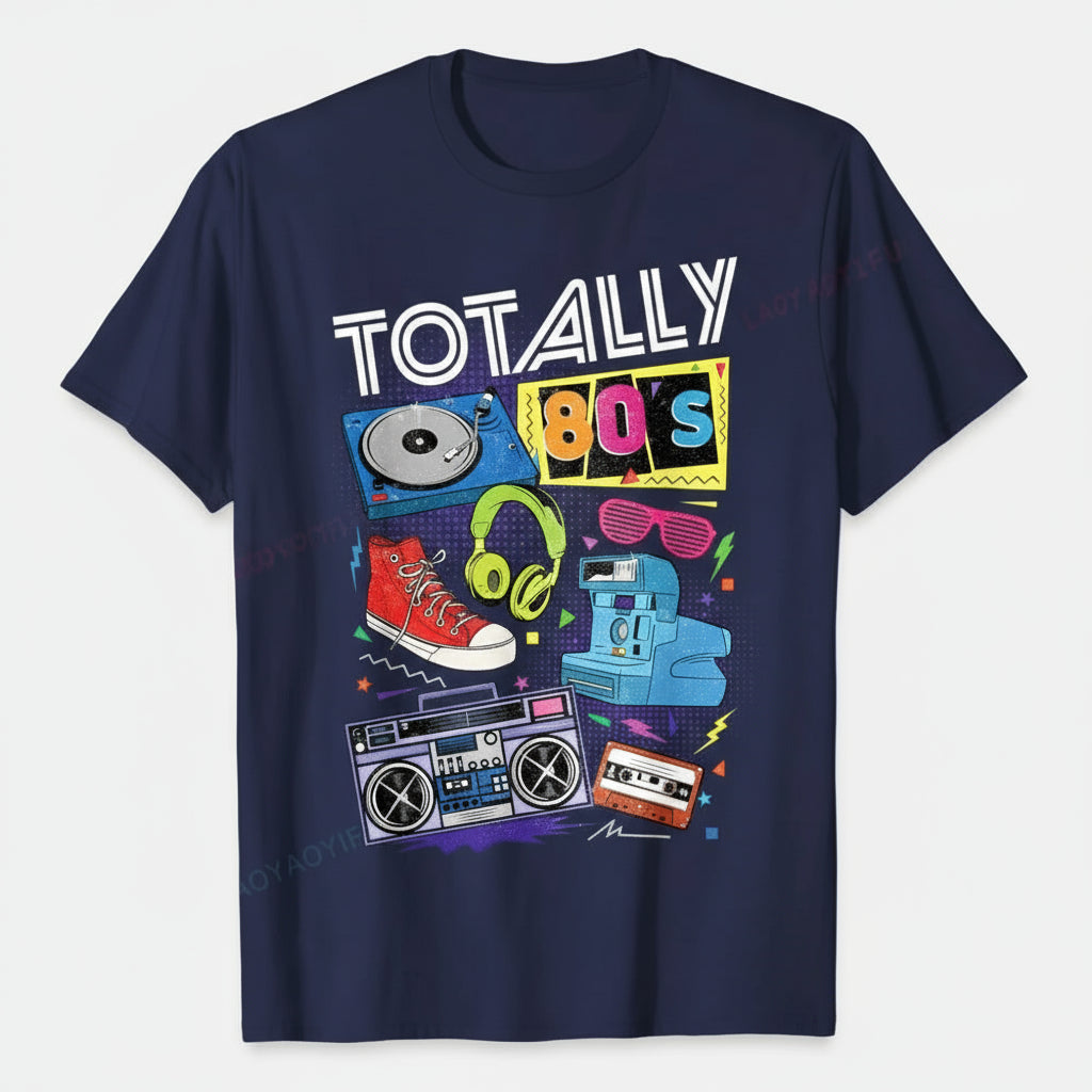 80s Retro T-Shirt - Vintage Turntable Cassette Tape Graphic Tee | Unisex Cotton 1980s Nostalgia Shirt