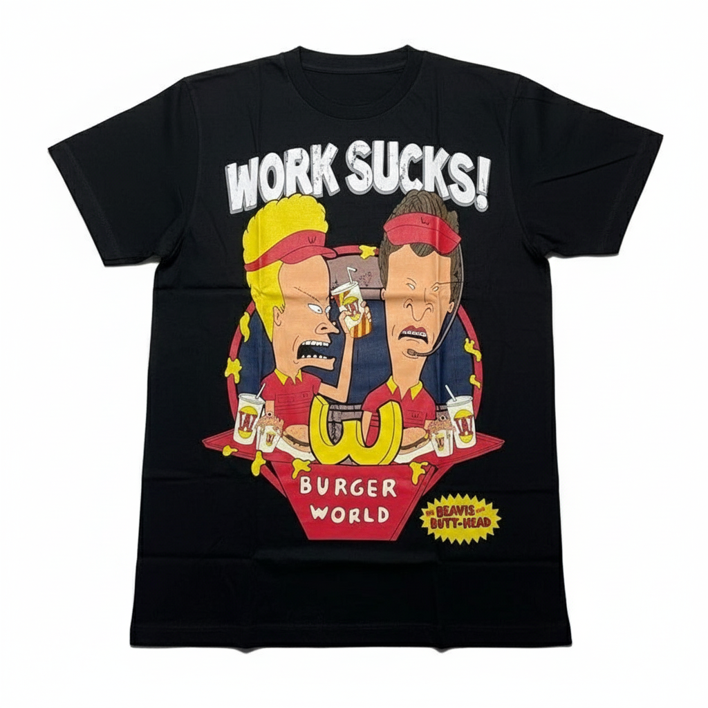Beavis and Butt-Head Work Sucks Burger World T-Shirt