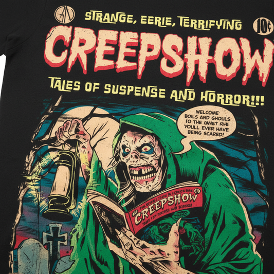 Black t-shirt graphic detail