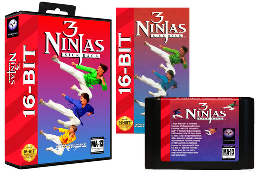 3 Ninjas Kick Back (Genesis Compatible) - Reproduction Video Game Cartridge