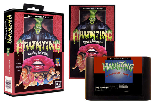 Haunting Starring Polterguy (Genesis Compatible) - Reproduction Video Game Cartridge with Case and Manaul
