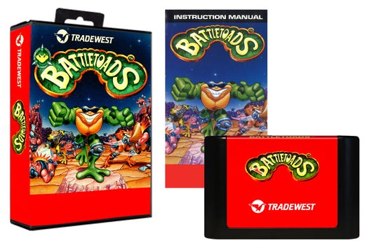 Vintage 'Battledogs' video game packaging with box, manual, and cartridge.