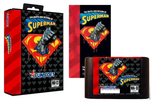 The Death and Return of Superman (Genesis Compatible) - Reproduction Video Game Cartridge