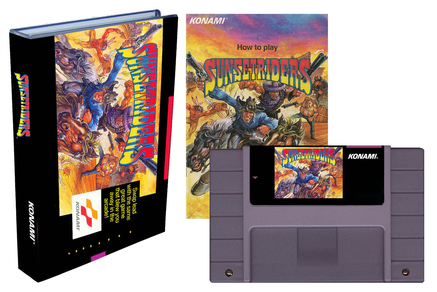 Sunset Riders (SNES Compatible) - Reproduction Video Game Cartridge
