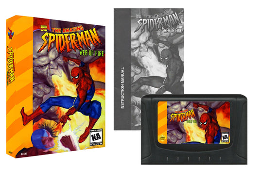 Spider-Man: Web of Fire (32X Compatible) – Reproduction Video Game Cartridge with Case and Manual