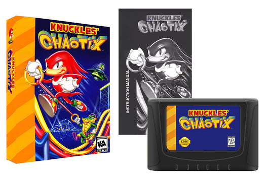 Knuckles' Chaotix (32X Compatible) (32X Shell) – Reproduction Video Game Cartridge with Holographic Label, Case and Manual