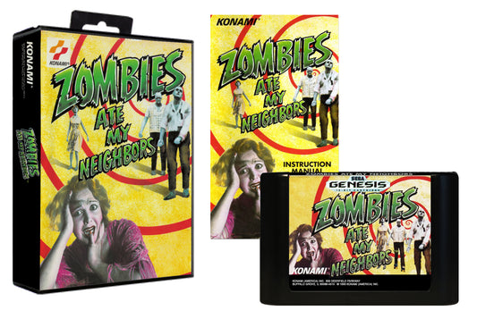 Zombies Ate My Neighbors (Genesis Compatible) - Reproduction Video Game Cartridge with Case and Manual