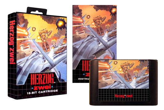 Herzog Zwei (Genesis Compatible) - Reproduction Video Game Cartridge with Case and Manual