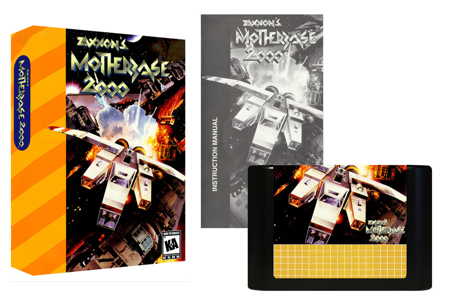 Zaxxon's Motherbase 2000 Reproduction Cartridge - Classic Isometric Space Shooter - Sega Genesis 32X Compatible