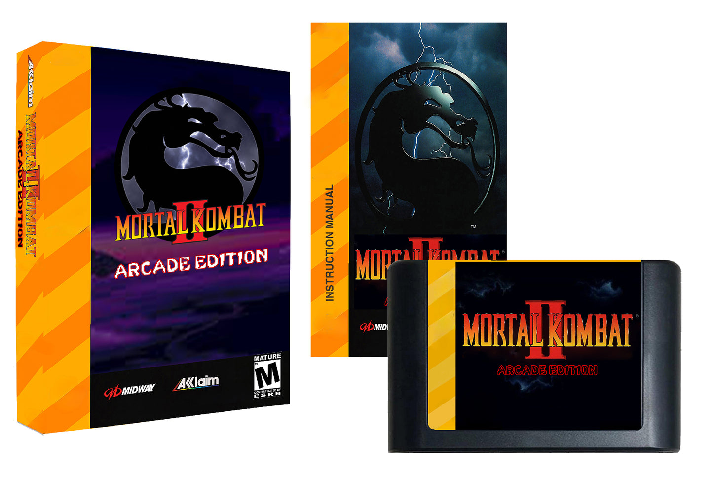 Mortal Kombat II Arcade Edition (32X Compatible) (32X Shell) – Reproduction Video Game Cartridge with Case and Manual