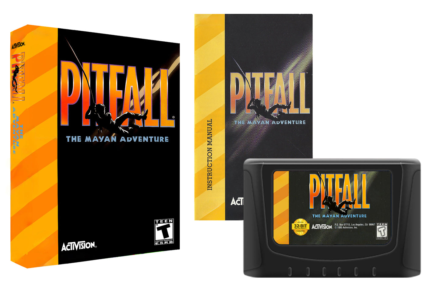 Pitfall: The Mayan Adventure (32X Compatible) - Reproduction Video Game Cartridge with Case and Manual