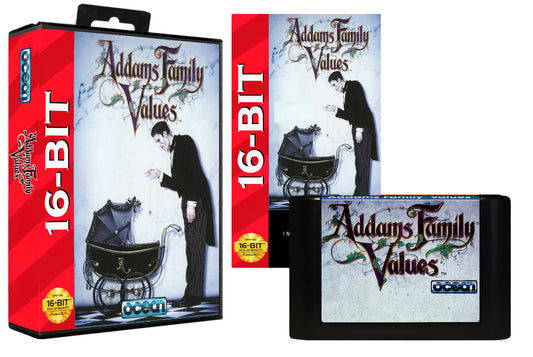 Addams Family Values Reproduction Cartridge - Spooky Sequel Platformer - Sega Genesis Compatible