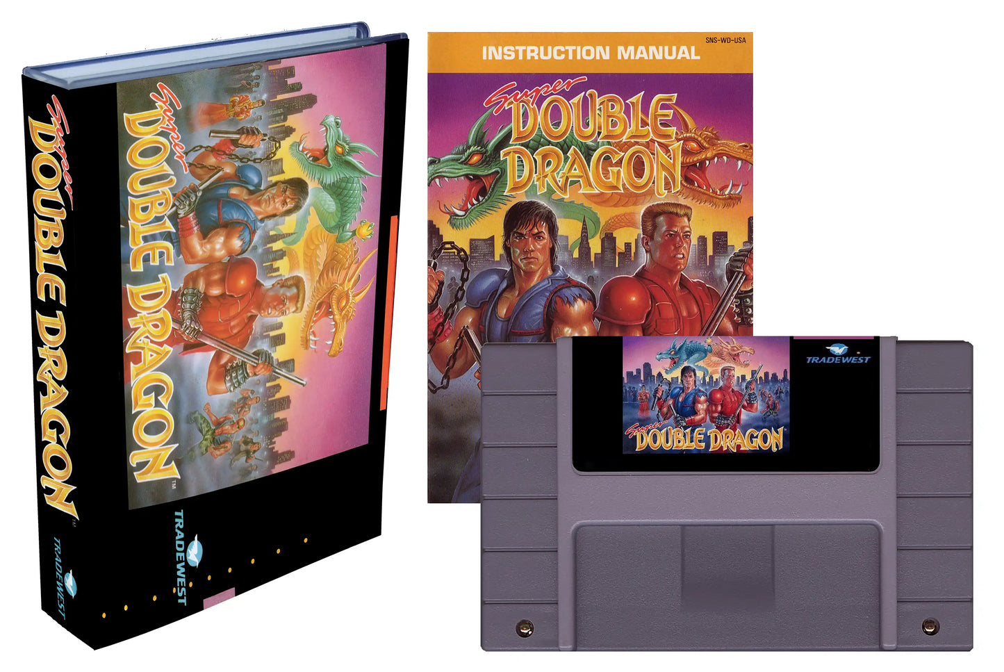 Super Double Dragon (SNES Compatible) - Reproduction Video Game Cartridge with Box and Manual