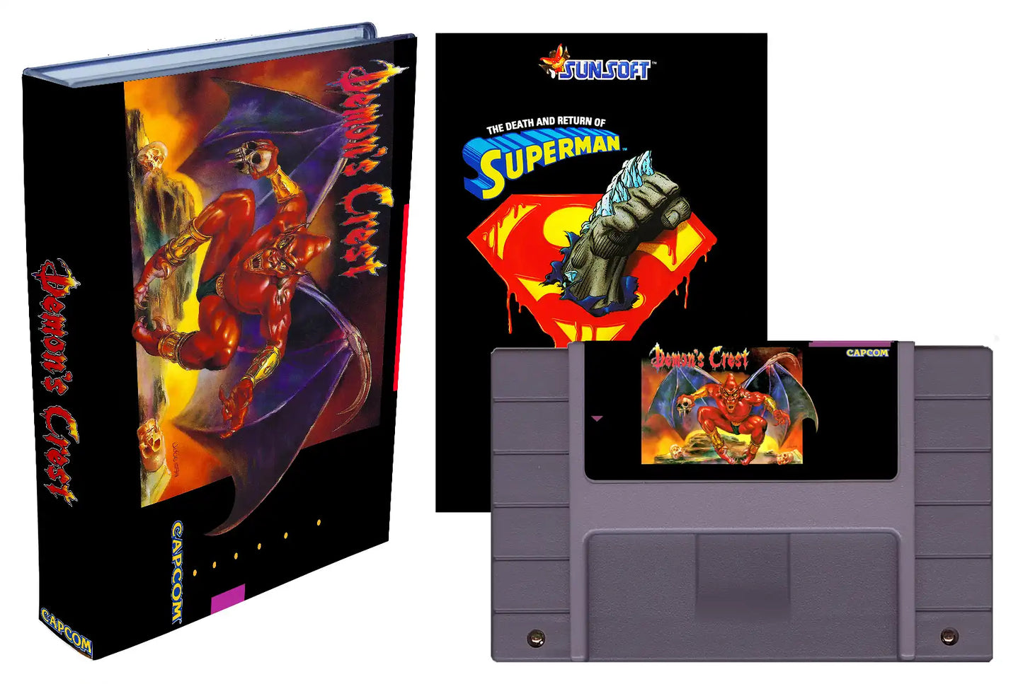 Demon's Crest (SNES Compatible) - Reproduction Video Game Cartridge with Box and Manual