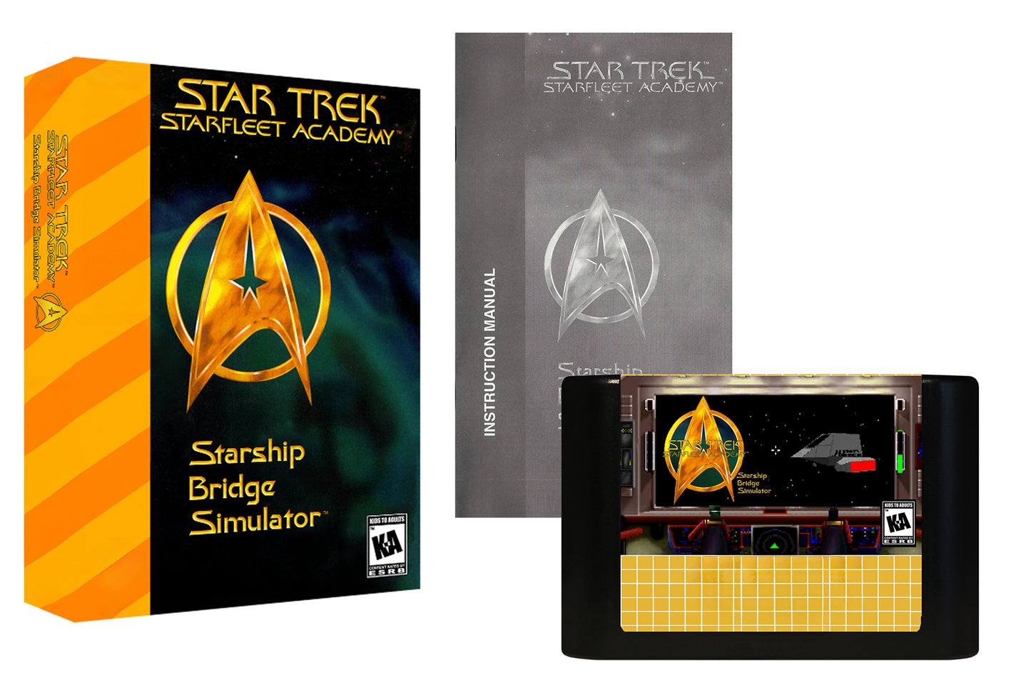 Star Trek Starfleet Academy Starship Bridge Simulator packaging with manual and cartridge on a white background