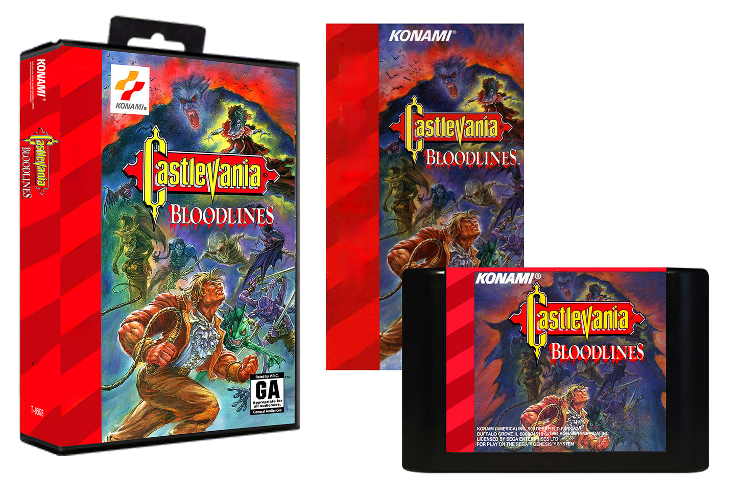 Castlevania Bloodlines (Genesis Compatible) - Reproduction Video Game Cartridge