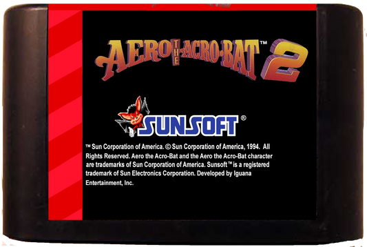 Aero the Acro-Bat 2 (Genesis Compatible) – Reproduction Video Game Cartridge with Case and Manual