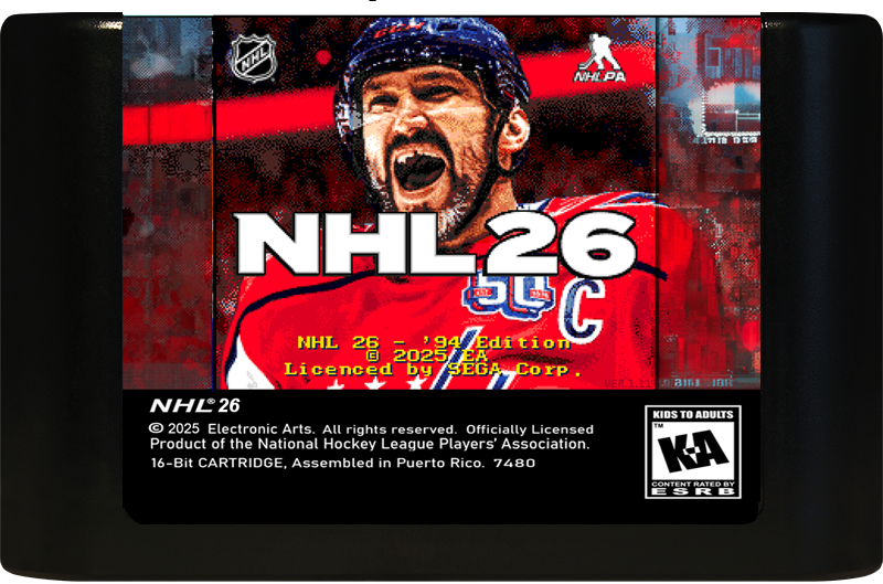 NHL '26 - '94 Edition (v3.0.26) (Genesis Compatible) (SRAM Saving) - ROM HACK Video Game Cartridge