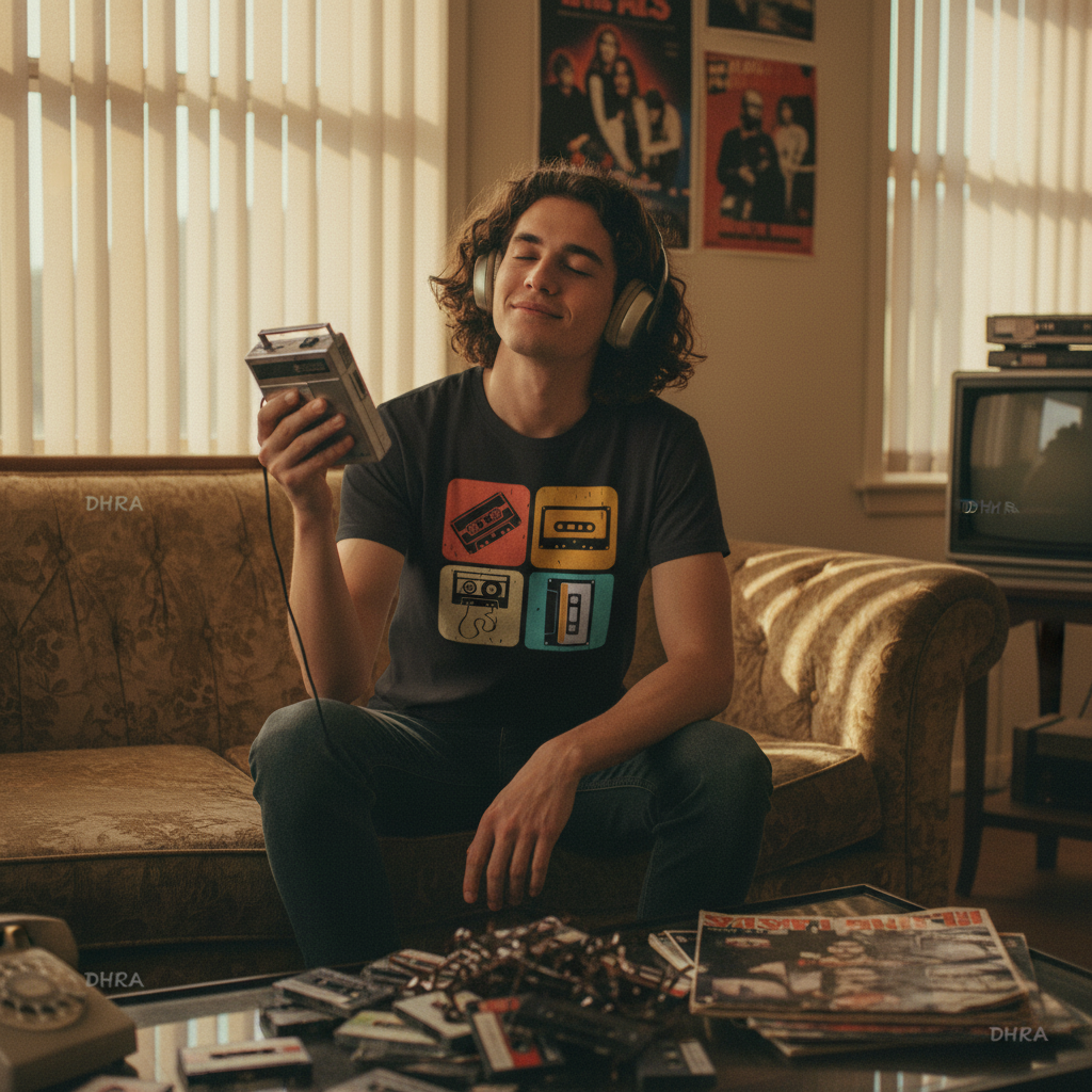 Vintage Summer Camp T-Shirt - Retro 70s 80s Outdoor Tee - Cassette Player Lifestyle