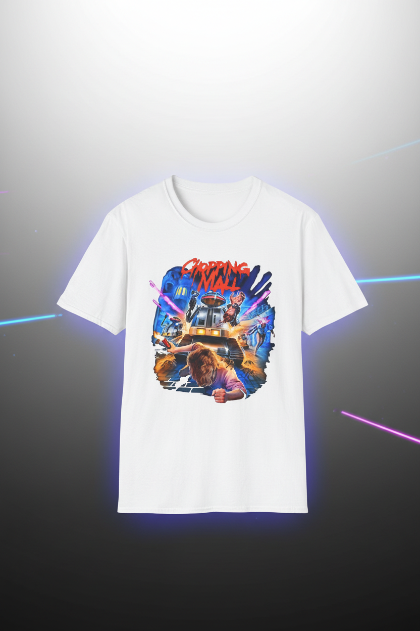 Chopping Mall White Tee - Staged