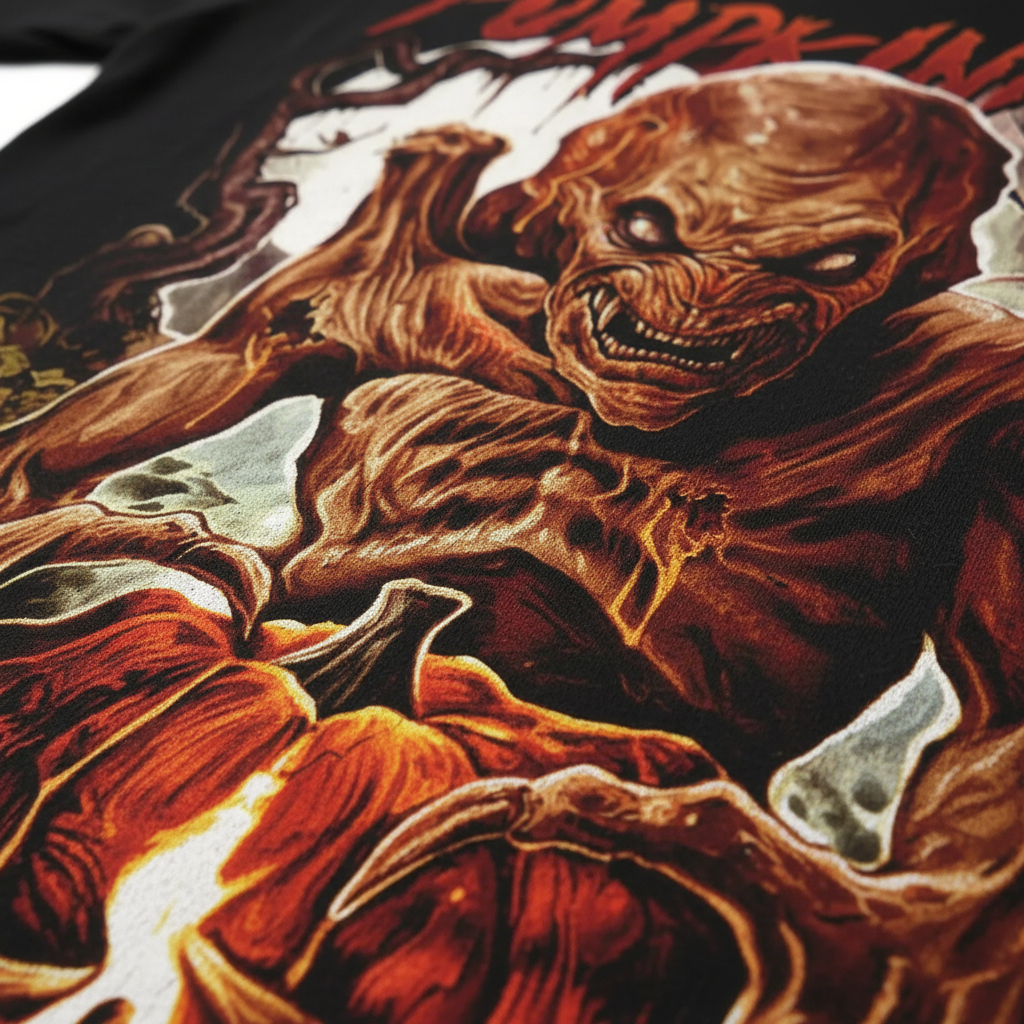 Close-up of pumpkin head flame design