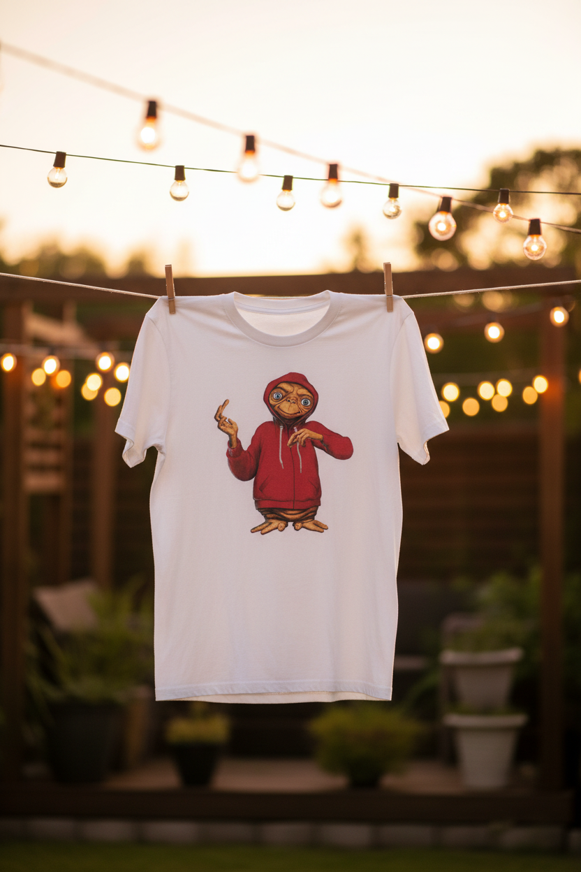 Clothesline with string lights