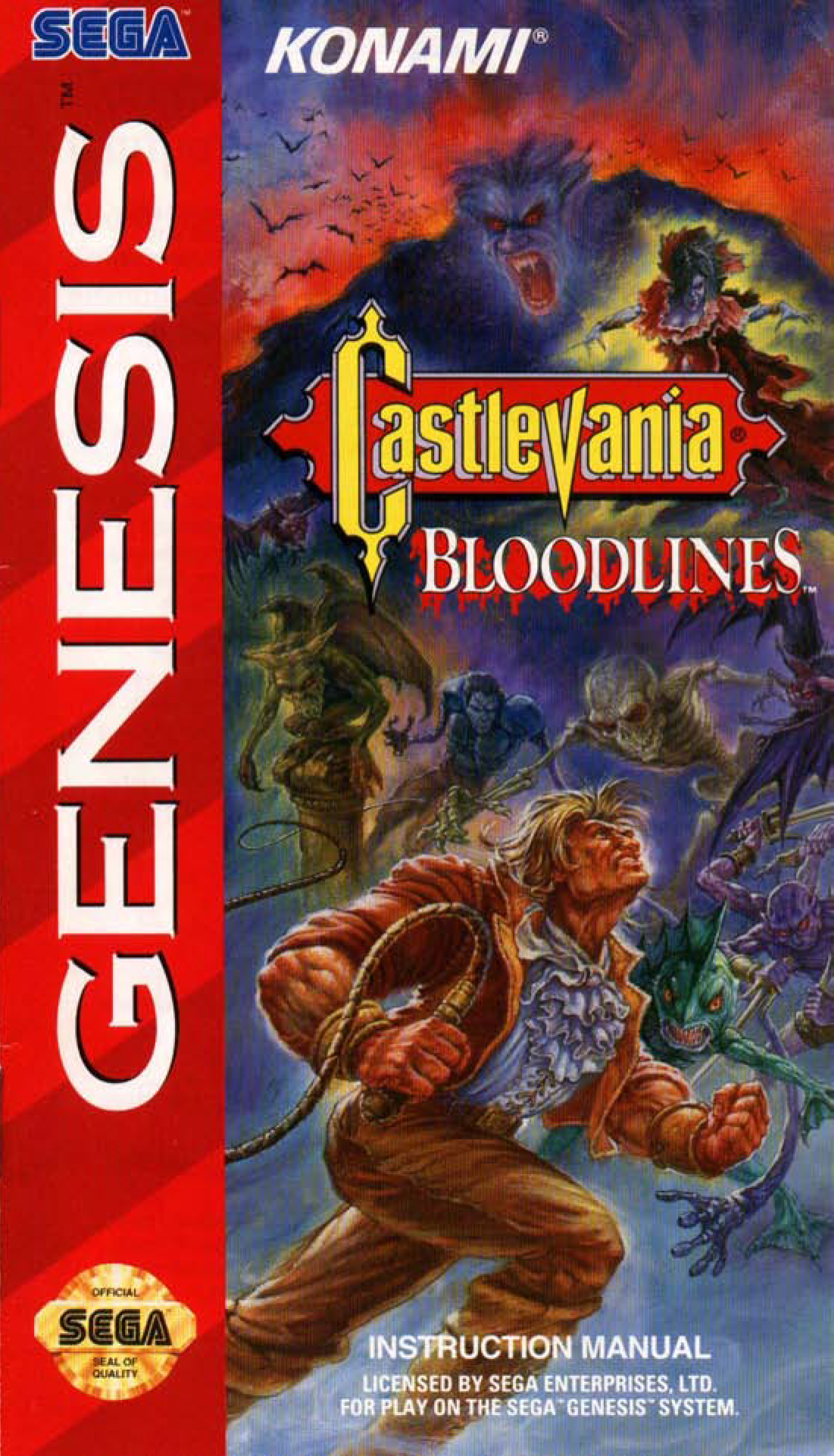 Castlevania Bloodlines (Genesis Compatible) - Reproduction Video Game Cartridge