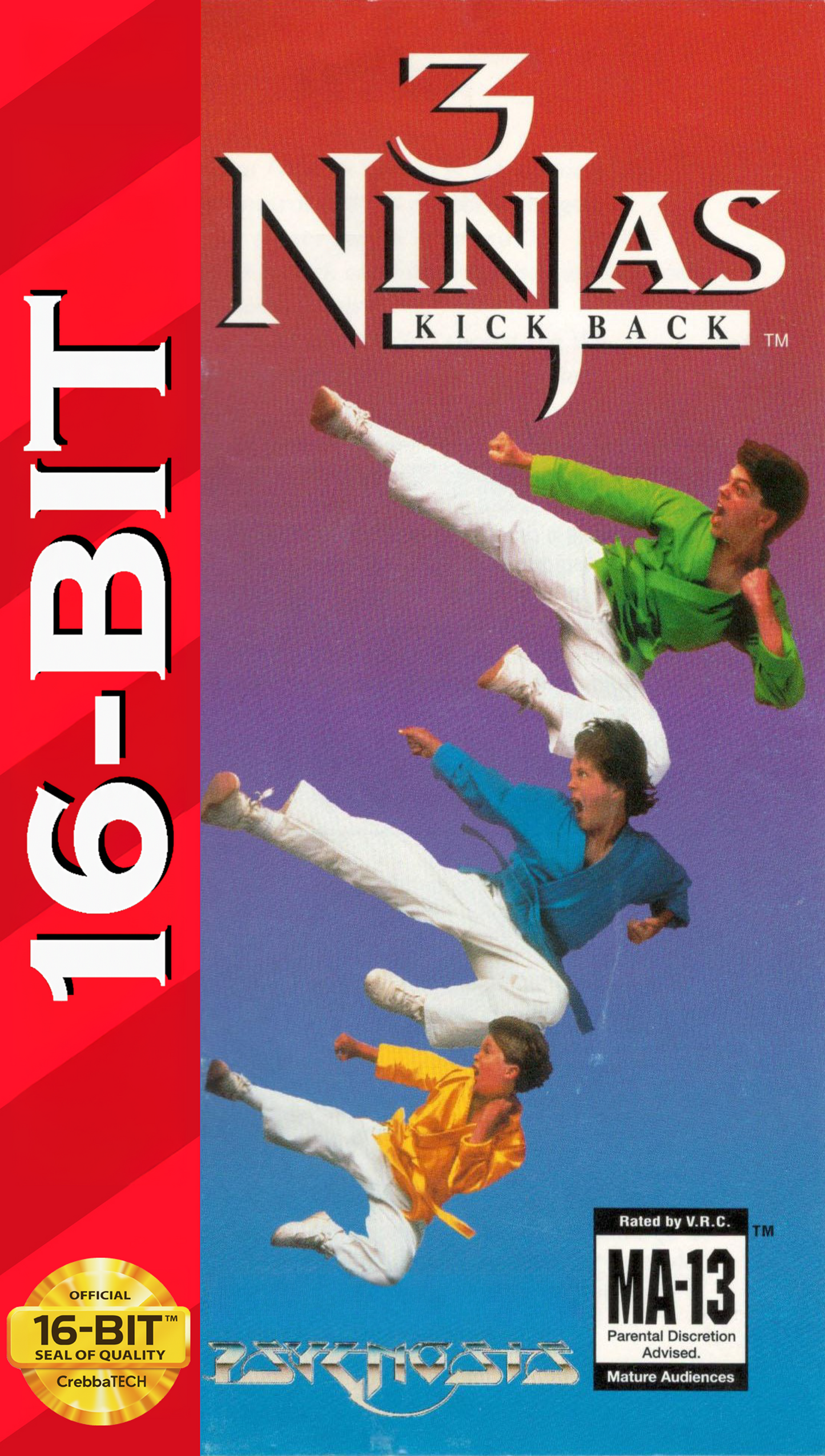 3 Ninjas Kick Back (Genesis Compatible) - Reproduction Video Game Cartridge with Case and Manual