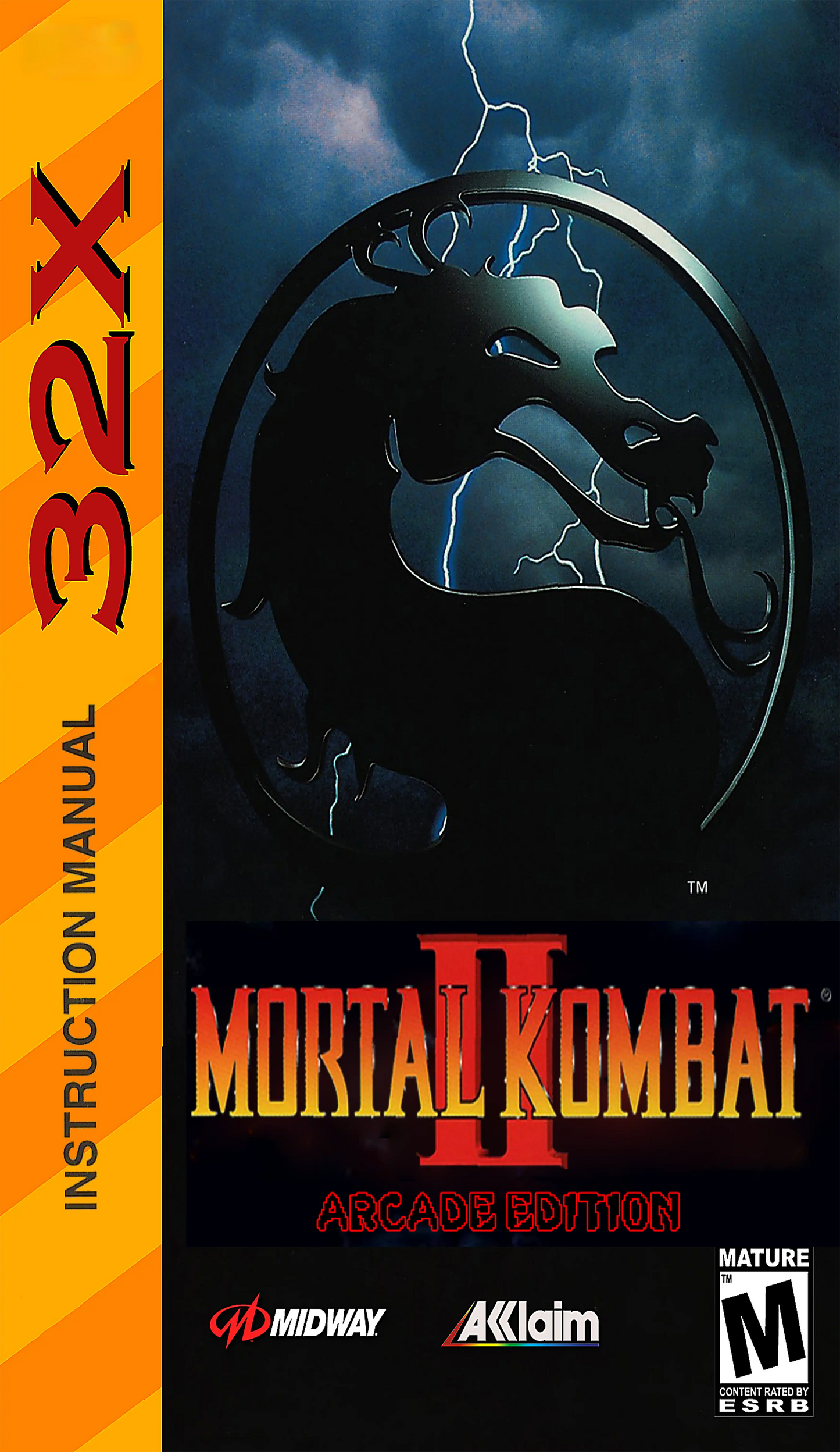 Mortal Kombat II Arcade Edition (32X Compatible) (32X Shell) – Reproduction Video Game Cartridge with Case and Manual