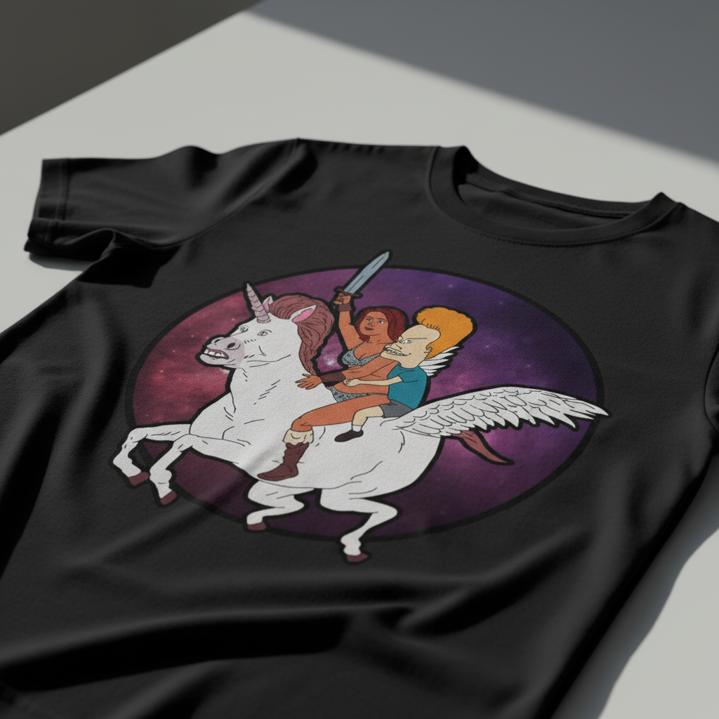 Beavis and Butt-Head Butthead Unicorn Warrior Graphic T-Shirt - She-Ra Parody