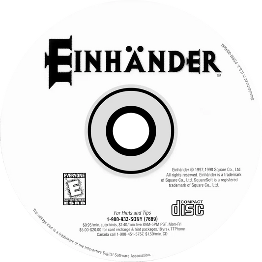 Einhänder (DVD Case) – (PS1 Compatible for Polymega or Modded PS1) – Reproduction Video Game CD