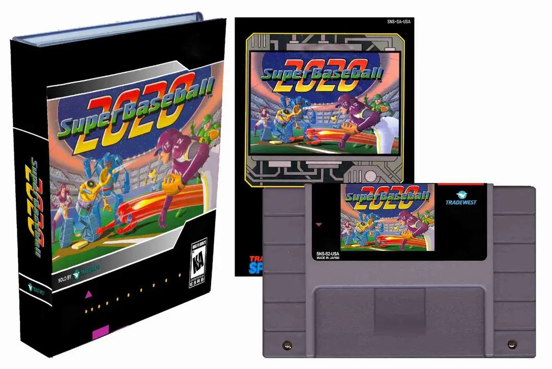 Super Baseball 2020 (SNES Compatible) - Reproduction Video Game Cartridge with Case and Manual image 0