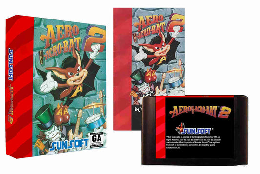 Aero the Acro-Bat 2 (Genesis Compatible) – Reproduction Video Game Cartridge with Case and Manual image 0