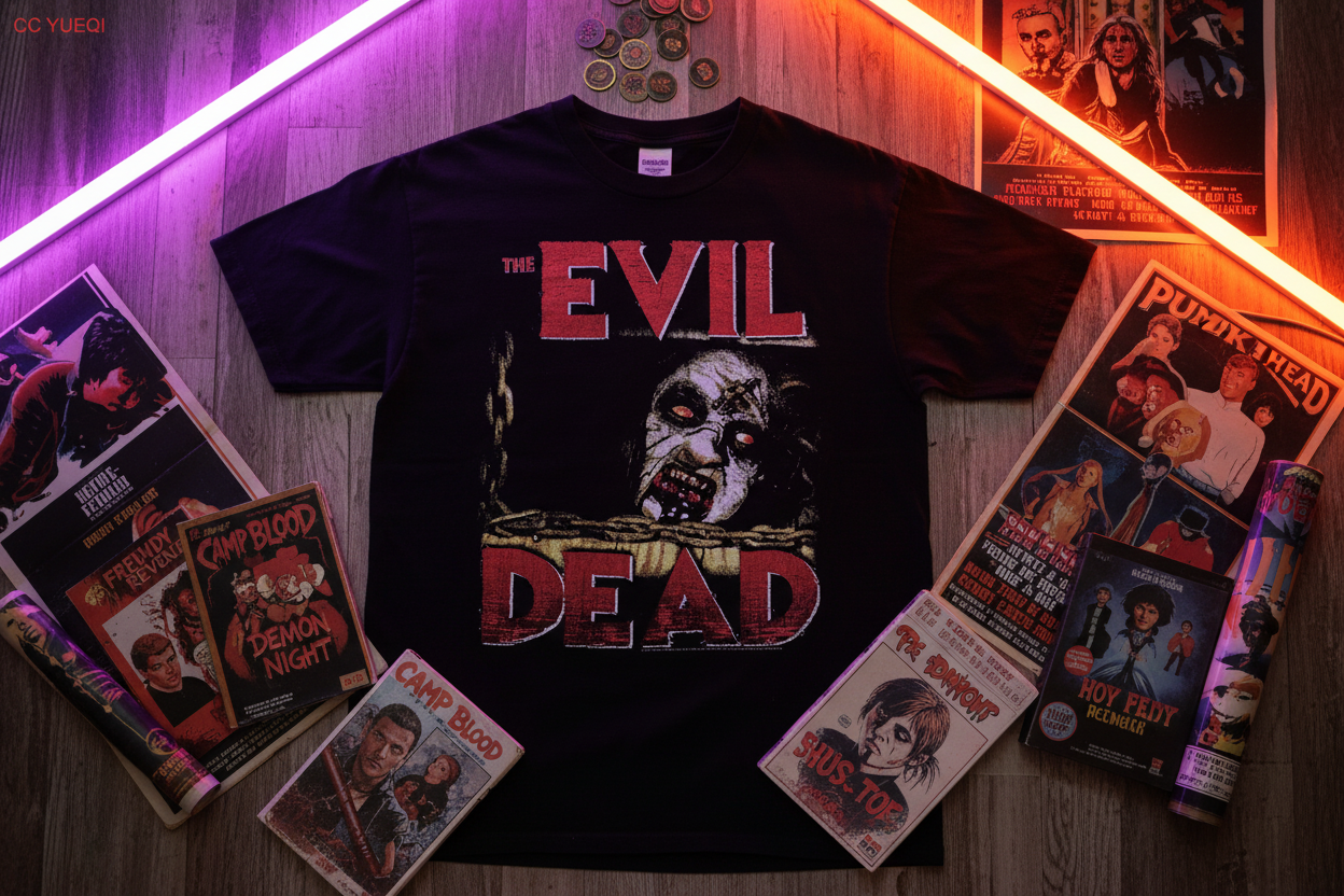 Evil Dead Tee VHS Flatlay
