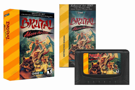 Brutal: Above the Claw (32X Compatible) (32X Shell) – Reproduction Video Game Cartridge with Case and Manual image 0