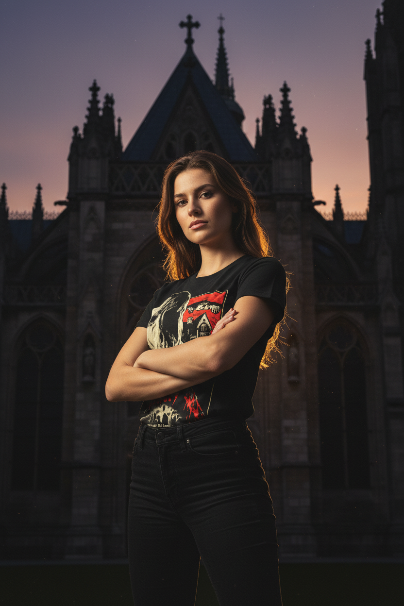 Female model gothic outdoor