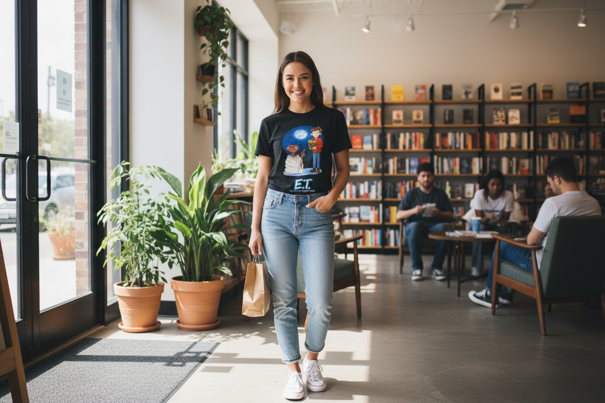 Female model in casual setting