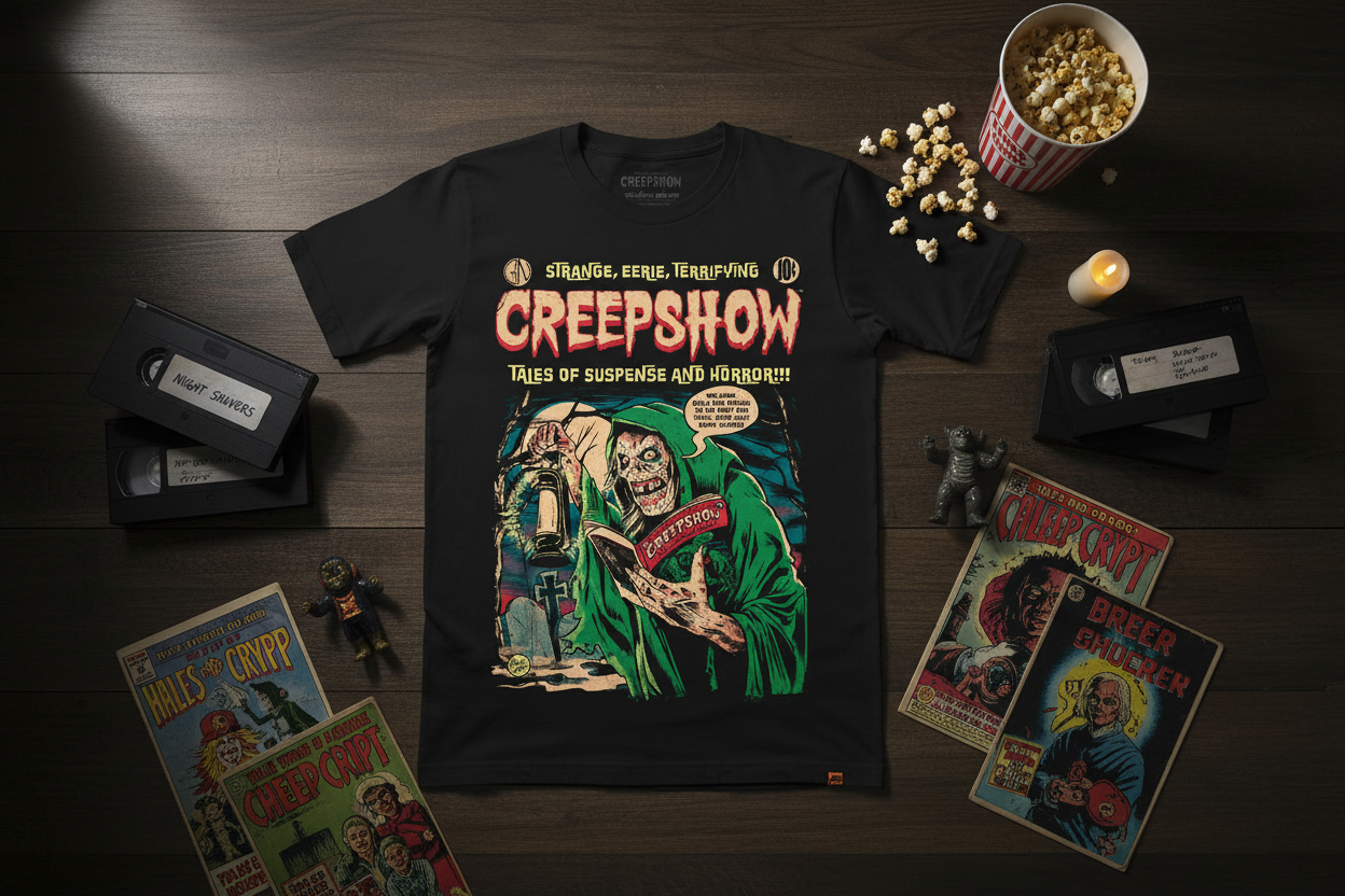 Flat lay with horror props