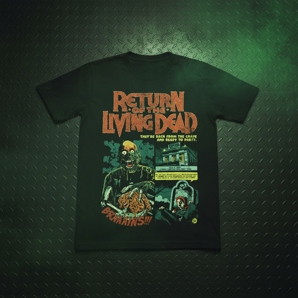 Flat lay with toxic green glow and atmospheric fog