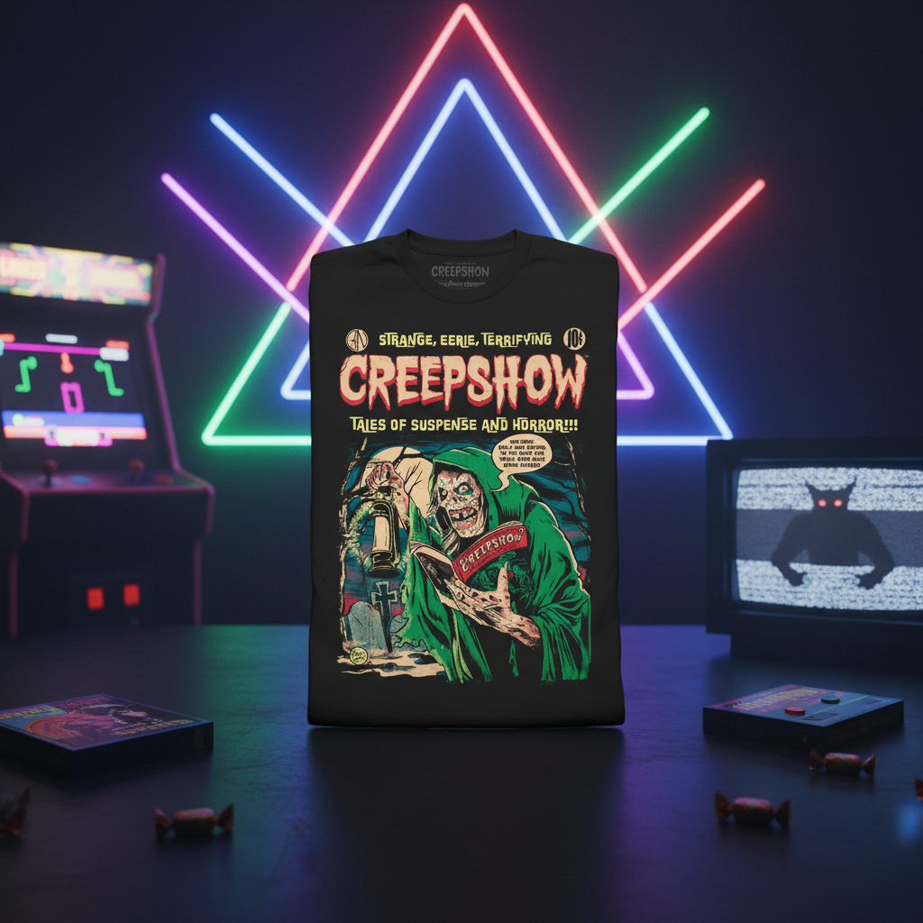 Folded with neon retro background