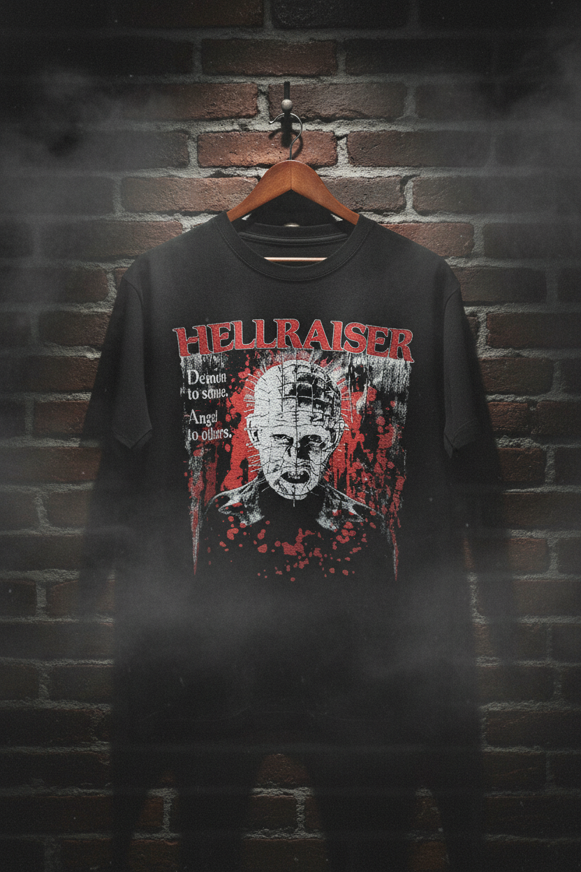Hellraiser t-shirt on hanger