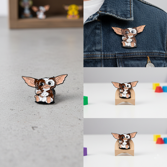 Gizmo Enamel Pin – Retro Gremlins Fan Collectible with Gloss Finish, Bold Detailing & 80s Nostalgia